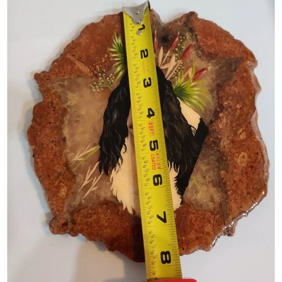 Hand Painted Agate Slab Art Of English Springer Spaniel Portrait 8x7" Signed - Picture 8 of 11